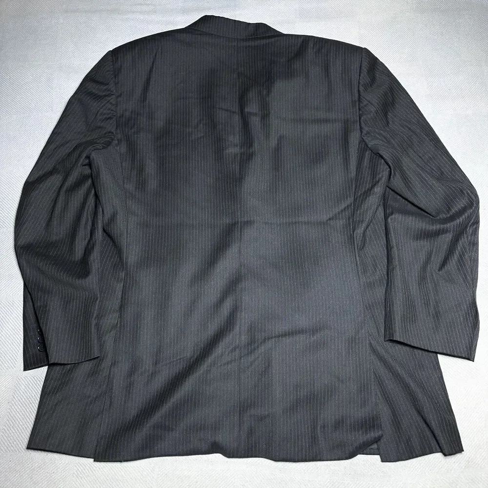 Canali Mark Shale Black Pinstripe Two Button Italy Wool Blazer Jacket‎ Men's 50L